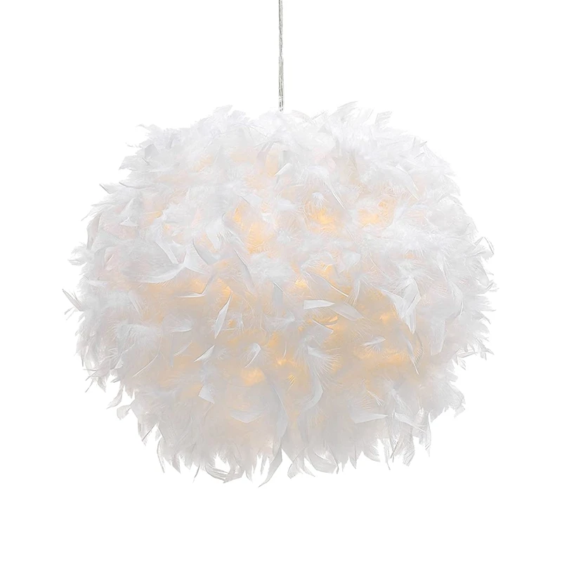 

White Feather Chandelier Lampshade for The Living Room Dining Room Bedroom Floor Lamp and Table Lamp Feather Lampshade