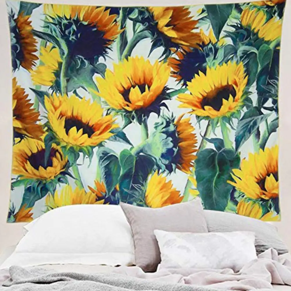

150x130cm Bohemia Sunflower Print Wall Tapestry Boho Wall Hanging Tapestry Mandala Tapestry Bedroom Home Decor Multifunction Mat