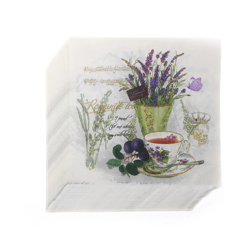 Red Flower And Grape Napkins Lunch Paper Napkins Printed Paper Napkin For Decoupage