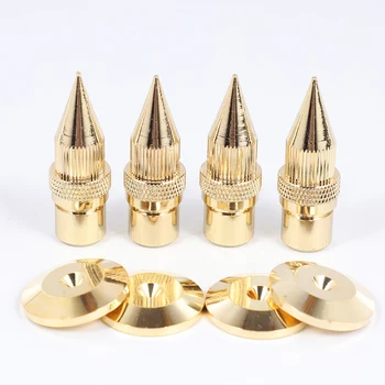 

4 Pairs Base Pad Speaker Spike Set M8x43 Solid Amplifier Shock Absorption Foot Home Isolation Stand Copper Adjustable Height