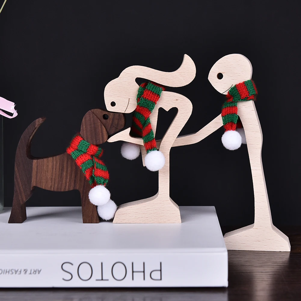 Pet Decorations Craft Wooden Dog Cat Doll Ornaments Carved Model Home Office Ornaments Creative Love Pets Dropshipping