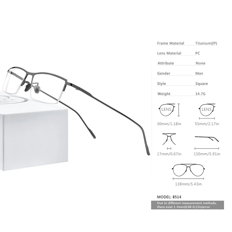 FONEX, чистый титан, оправа для очков, для мужчин,, новинка, по рецепту, полуоправы, квадратные, для близорукости, оптические очки, очки, 8514