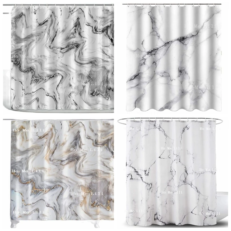 

Занавеска для душа, Мраморная чернильная текстура, рисунок, принт, роскошный графический принт, Полиэстеровая ткань, декор для ванной комнаты с крючками