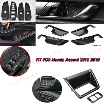 

For Honda Accord 2018 2019 Carbon Fiber Look Car Console Function Button Trim Look ABS Inner Window Switch Panel Cover Trim