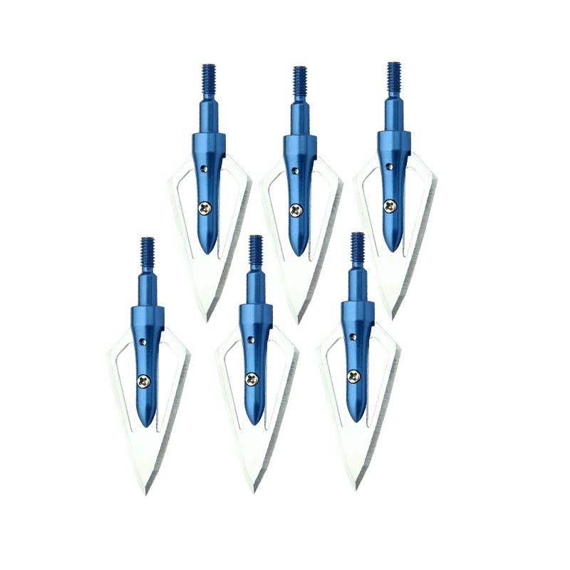 6 blue arrow 6 шт., для стрельбы из лука, с фиксированным 2 лезвием, наконечники стрелы, острые стальные лезвия, 100 зерна, с коробкой для блочного Лука и наконечники стрелы для арбалета - Цвет: 6 blue arrow