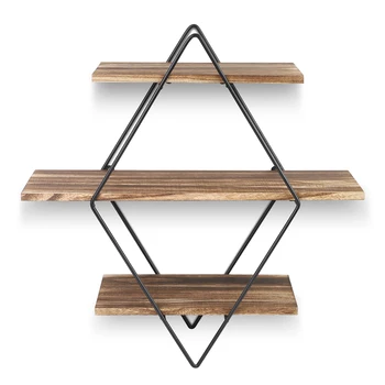 

Rustic Wood Wall Shelves Vintage Style Floating Shelves Black Metal Wall Mounted Shelves