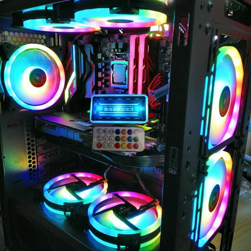 RGB Fan Set 12cm Pc Fan Controller Circle Led Cooler Computer PC Case