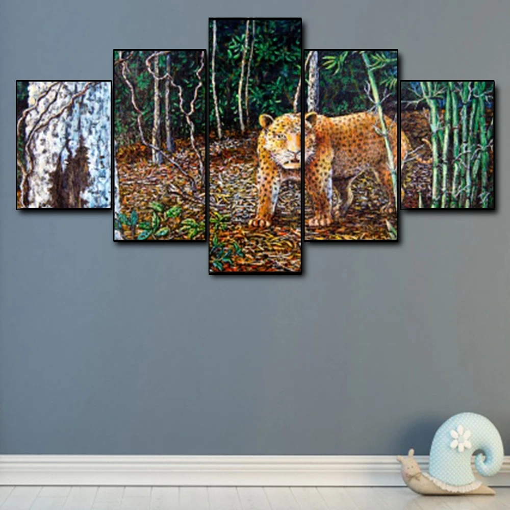 Canvas Art Oil Painting Leopard in the jungle Art Poster Picture Wall Decor Modern Home Decoration For Living room Office Canvas Art Oil Painting Leopard in the jungle Art Poster Picture Wall Decor Modern Home Decoration For Living room Office