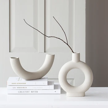 

Nordic white plain ceramic vase modern minimalist living room dining table dried flower arrangement container decor YHJ031919