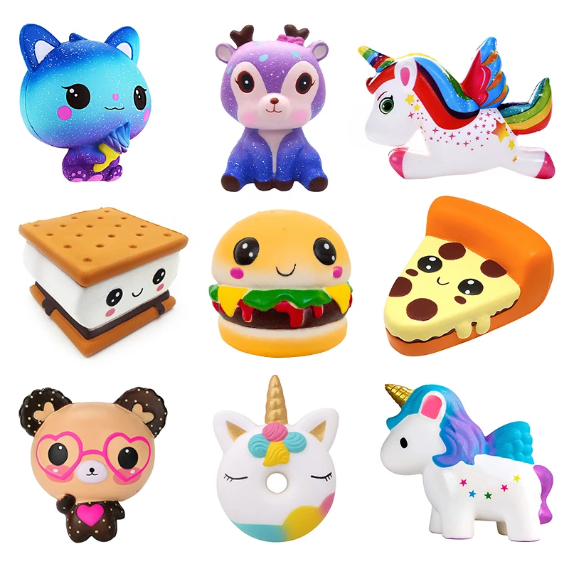 Мягкие игрушки-медведи Kawaii сжимаемые в виде оленя единорога кота медленно
