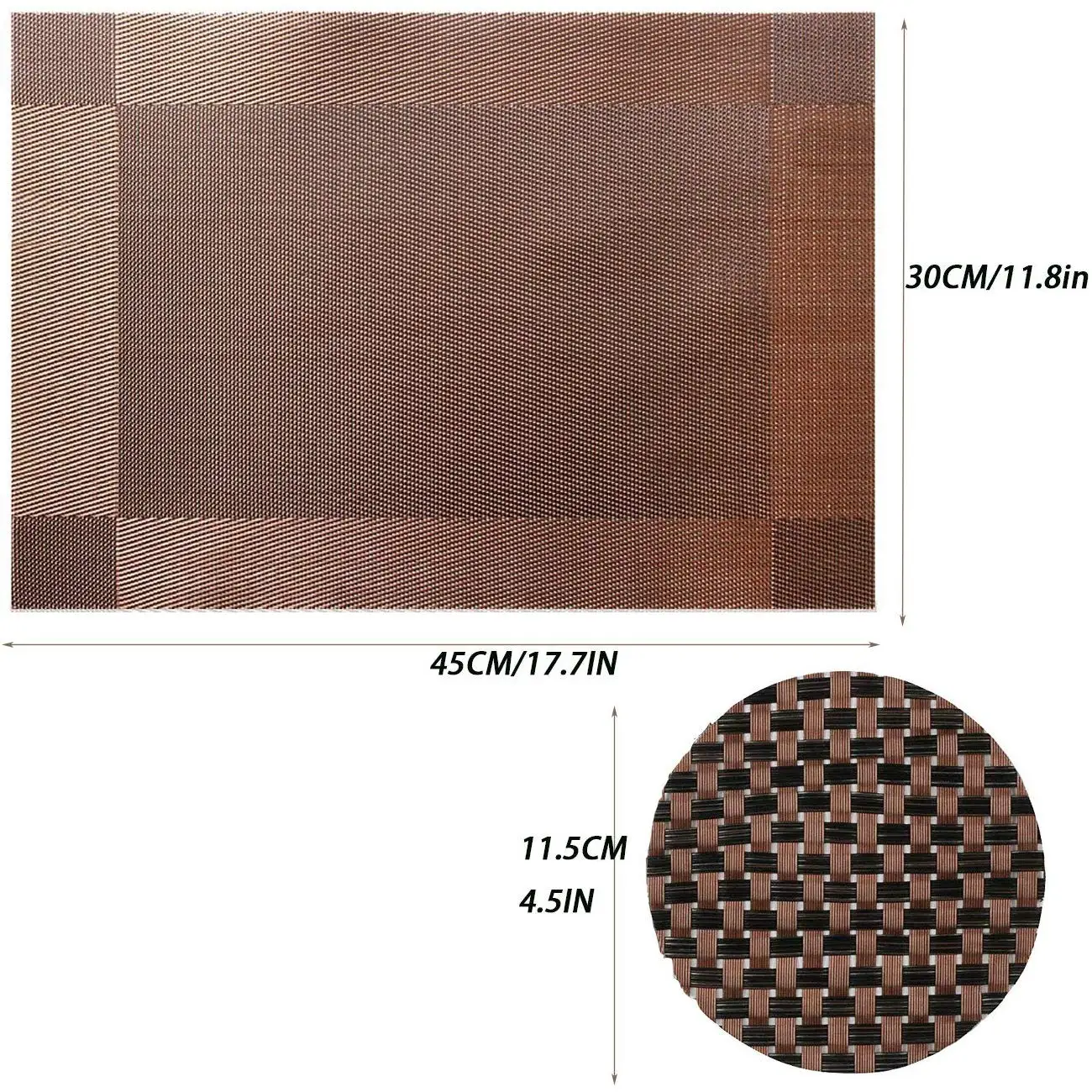 Placemats and Coasters Table Placemats,Set of 6 Placemats,Heat Resistant Heat Insulation Non-slip Washable Dinner Mats (Coffee)