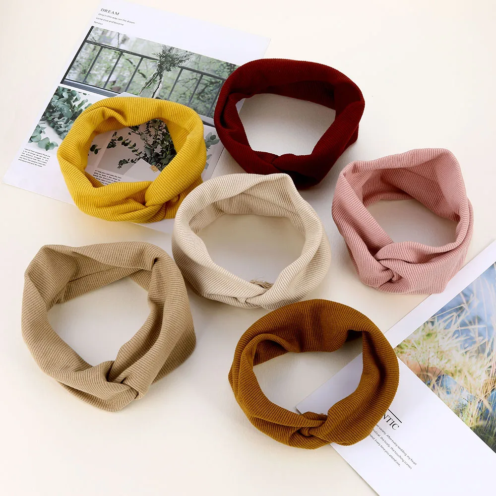 Cotton Elastic Knot Headbands Hair Accessories For Baby Girl Twist Cross Hairband Makeup Head Band 2020 Women Fashion Hair Ties