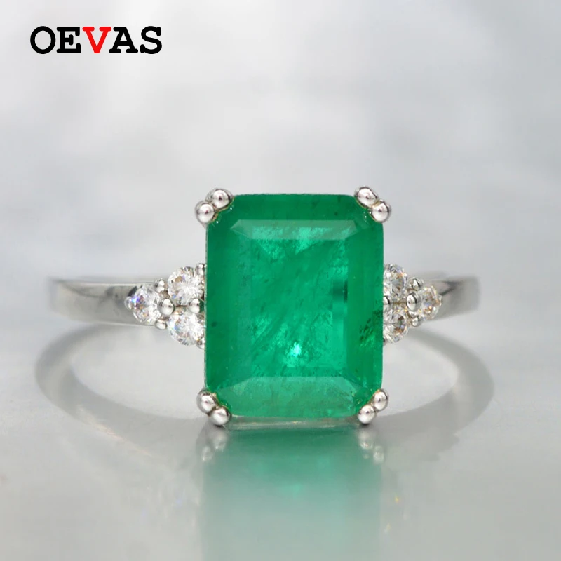 

OEVAS Vintage Emerald Wedding Rings For Women Top Quality 100% 925 Sterling Silver Girls Party Jewelry Ladies Anniversary Gift