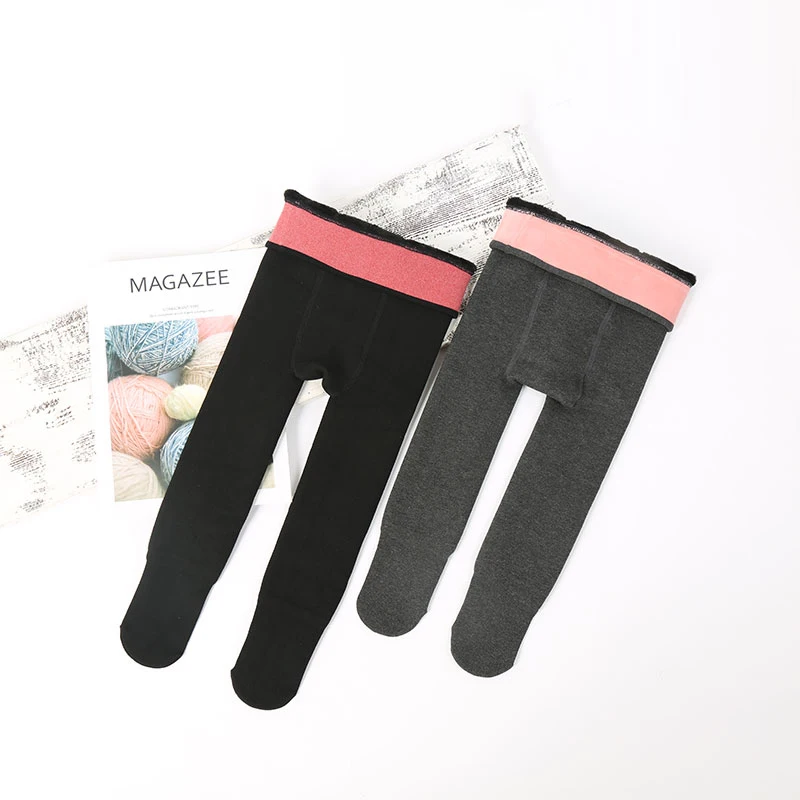 

Winter Girl Children's Warm Kids Pantyhose Plus Velvet Thick Cotton Girl Pantyhose Black Gray Tights Boy Girls Pants