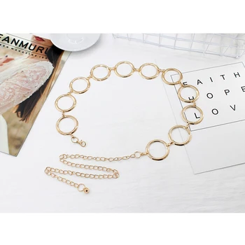 

Women Belt Waist Chain Belt Dress Decoration Metal Belt Big Ring Belt