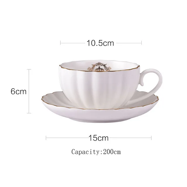 Brief British Bone China тыква в полоску керамическая посуда кофейная чашка кружка с молочным чайником ложка для блюдца Позолоченный Комплект полок набор - Цвет: 04