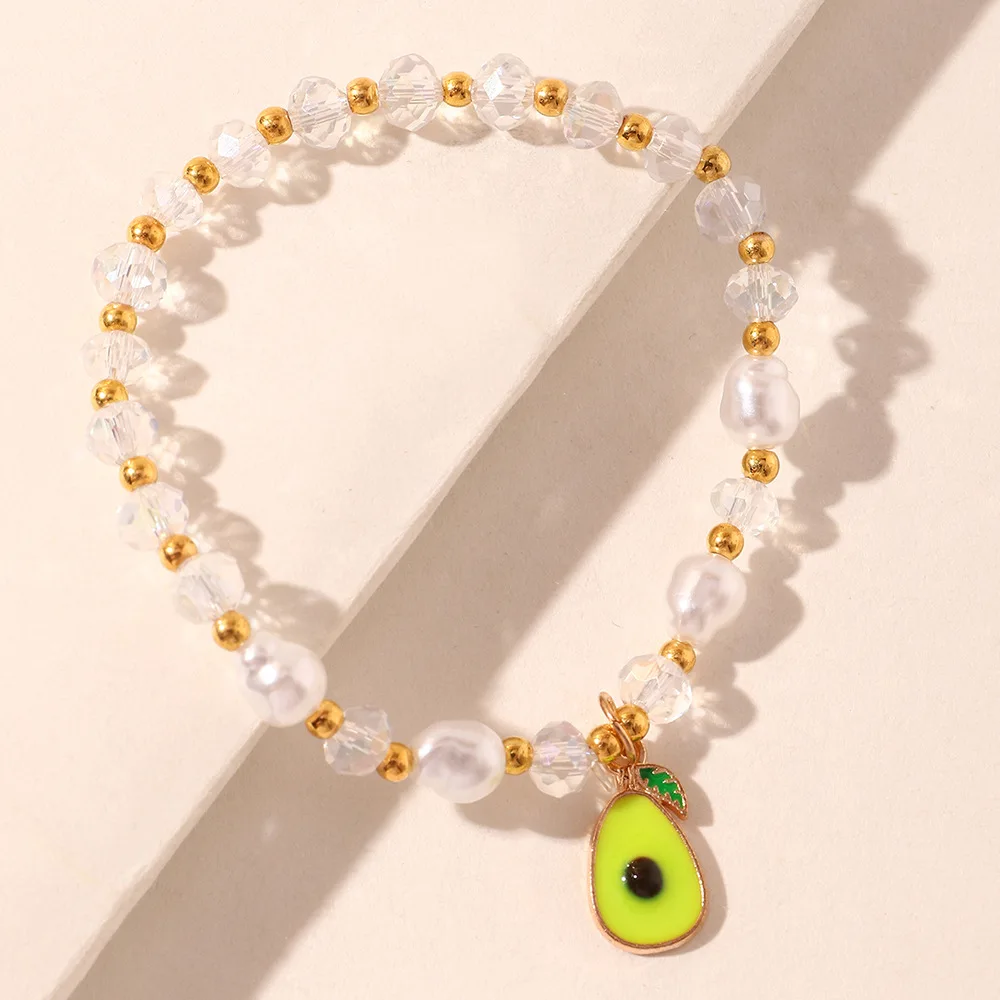 Korea Crystal Bead Bracelet Small Fresh And Cute Avocado Pendant Gift | Украшения и аксессуары