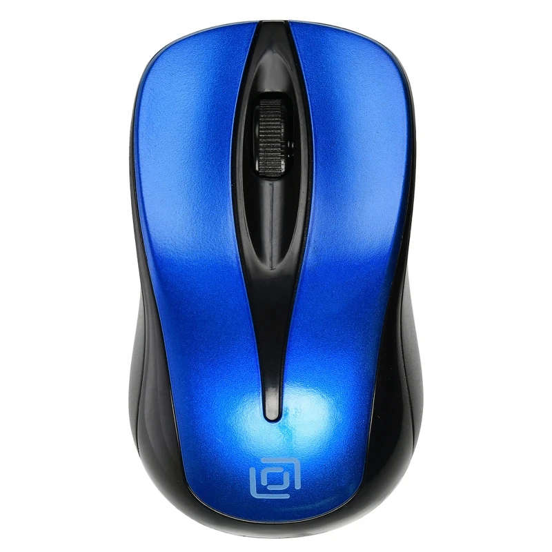 Мышь Oklick 675MW черный/синий оптическая(800dpi) беспроводная USB(2but