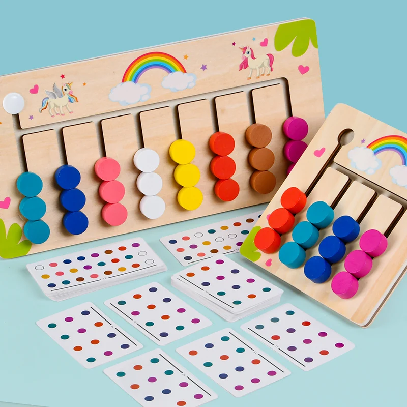 Treeyear Montessori Learning Toys Slide Puzzle Color & Shape Matching Brain Teasers Logic Game Preschool Educational