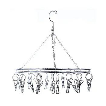 

Windproof Laundry Socks Gloves Clothes Hanger Collapsible Stainless Steel Hanging Rack 20 Clothespin Drying Racks