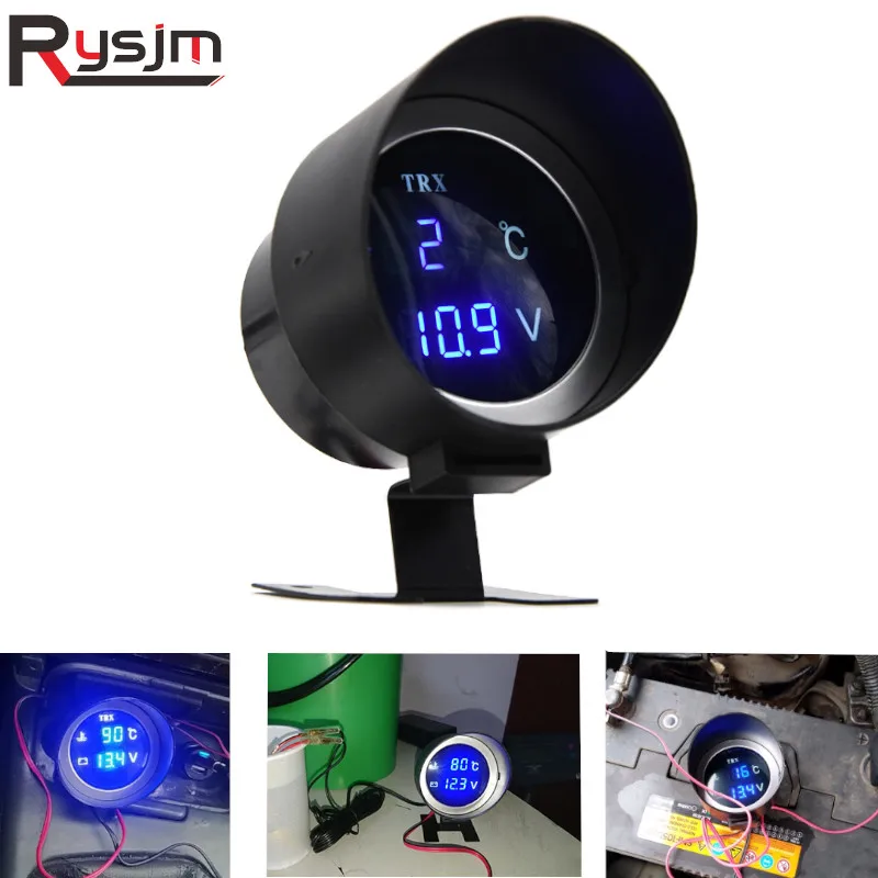 Universal 2 in 1 12v 24v LCD Digital Car Truck Water Temperature Gauge Volt Voltage Meter with 10mm Sensor | Автомобили и