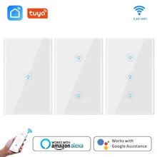 Wifi inteligentny włącznik światła szklany ekran dotykowy Panel sterowania głosem bezprzewodowa ściana praca z Alexa Google Home Tuya smart life home