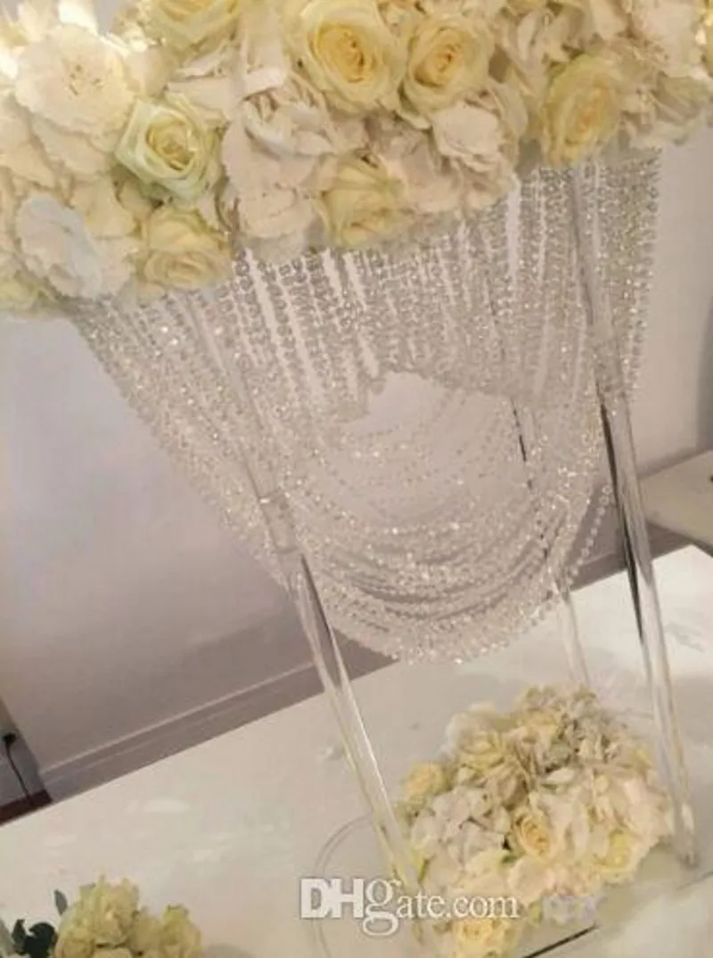 럭셔리 타원형 모양의 크리스탈 아크릴 페르시 웨딩 centerpieces 꽃 스탠드 테이블 장식 웨딩 이벤트 파티 장식