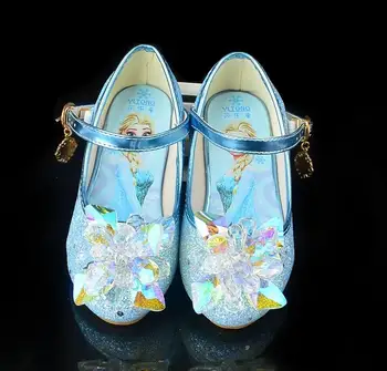 

New Spring Autumn Crystal Shoes Girls Snow Queen Fashion Rhinestone Princess Dance Shoes Children Baby Casual Leather Shoes Kids