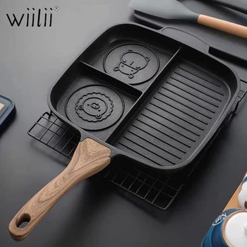 

Breakfast Pot 3 Section Meal Skillet Nonstick Breakfast Frying Pan Aluminum Griddle Divided Pan Induction Cooker Cooking Tools