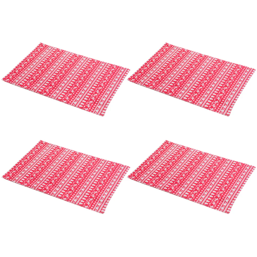 

4Pcs Christmas Table Mat Party Placemats Rectangular Table Mat Fresh Place Mat