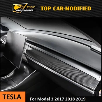 شراءشحن مجاني اكسسوارات السيارات تعديل 100% ألياف الكربون لوحة سيارة الديكور قطاع ل تسلا نموذج 3 2017-2019