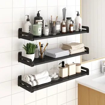 

New Wall Mounted Floating Shelves Stainless Steel Decorative Storage Rack For Bathroom, Kitchen, Bedroom, Living Room