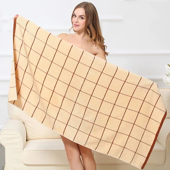 

Plaid Bath Towel 70x140cm Cotton Adult Men and Women Cotton Large Purple Bath Towel Baby Towel Absorbent Hair Towel Big 6MM58