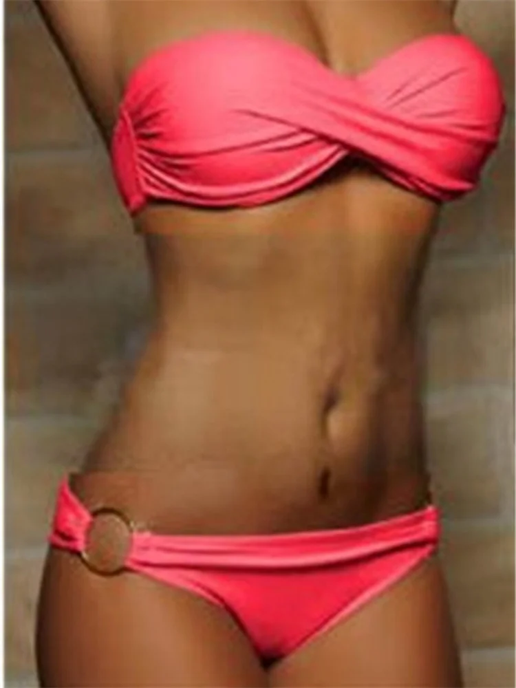 cute swimsuits 2021 Summer New Bikini Swimsuit Fashion Sexy Backless Swimsuit Women with Steel Plate Ladies Split Sandy Beach Swimsuit Bikini pink bikini set