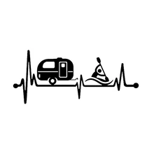 

Camper Travel Trailer Kayak Heartbeat Decal Sticker Tent Hiker Camper Art Rear Window Car Sticker