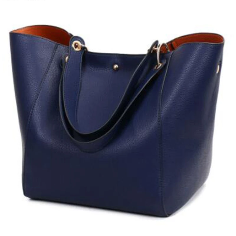 

ABZC-Leather Female Bag Large Casual Shoulder Bag Ladies Simple Retro Large Capacity Handbag