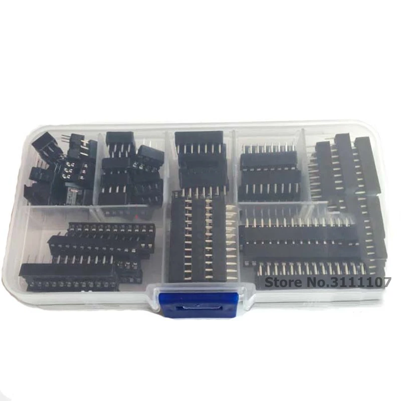 

66PCS/Lot DIP IC Sockets Adaptor Solder Type Socket Kit 6,8,14,16,18,20,24,28 pins
