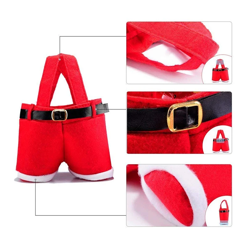 Santa Pants Candy Bag Christmas Decorations For Home Xmas Sack Cute Children Gift Wedding Present Wine Stocking Bottle Gift Bag