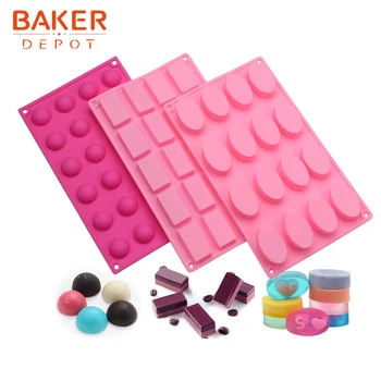 

BAKER DEPOT 3pc dome silicone mold for chocolate candy oval soap resin tool biscuit cake pastry bakeware DIY cake decorating