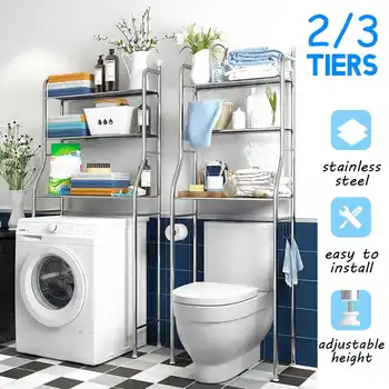 

Stainless Steel Over The Toilet Rack Cabinet Shelves for Washing Machine Bathroom Kitchen Space Saver Shelf Organizer Holder
