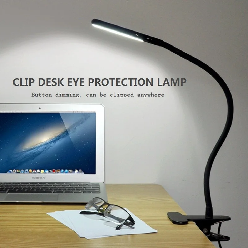 

Student Dormitory Eye Protection Learning Table Lamp 360° Rotating Gooseneck Hose Clip Light USB Bedroom Bedside Reading Lamp