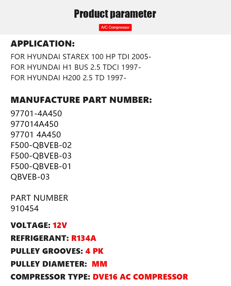 HS15 AC компрессор для hyundai Starex H200 H1 автобус 977014A450 97701-4A450 F500-QBVEB-02 910454 F500-QBVEB-03 F500-QBVEB-01 910454