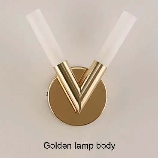 Golden wall lamp Металлический светодиодный настенный светильник для гостиницы, спальни, для фойе и столовой, для коридора, простой современный светодиодный настенный светильник с v-образной формой, светодиодный светильник - Цвет абажура: Golden wall lamp