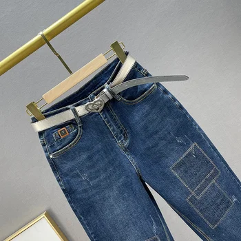 Spodnie Jeansowe Damskie Z Cyrkoniami - Slim 2