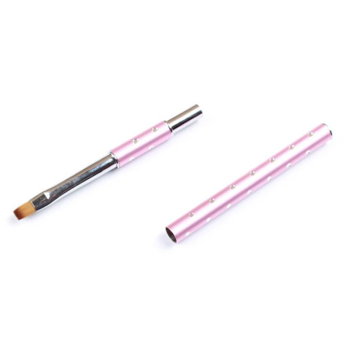 2Pcs Acrylic Nail Brush Nail Art Fibre Hair Metal Handle Brush Pens Tools CD88