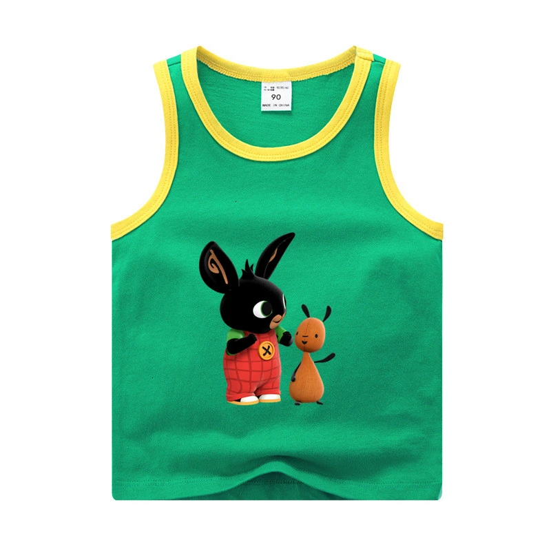 Bing Rabbit/От 2 до 11 лет футболка смешного цвета для мальчиков и девочек детские летние топы с круглым вырезом, Детская футболка с рисунком жилет для малышей - Цвет: as picture