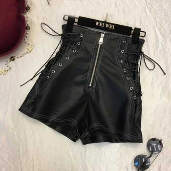 

2020 Women Shorts Casual Korean Fashion Gothic Sexy Club Punk Hip Hop Thin High Waist Plain Zipper Black Female Summer Shorts