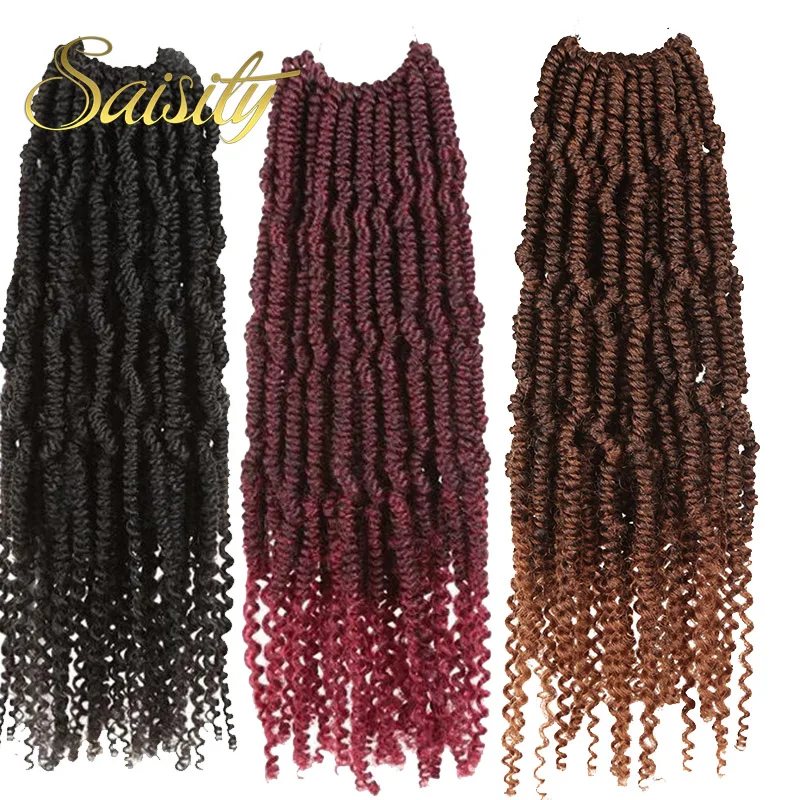 Saisity кроше с Омбре плетение пружина для волос скручивания синтетические пряди для наращивания волос волокна предварительно намотанные