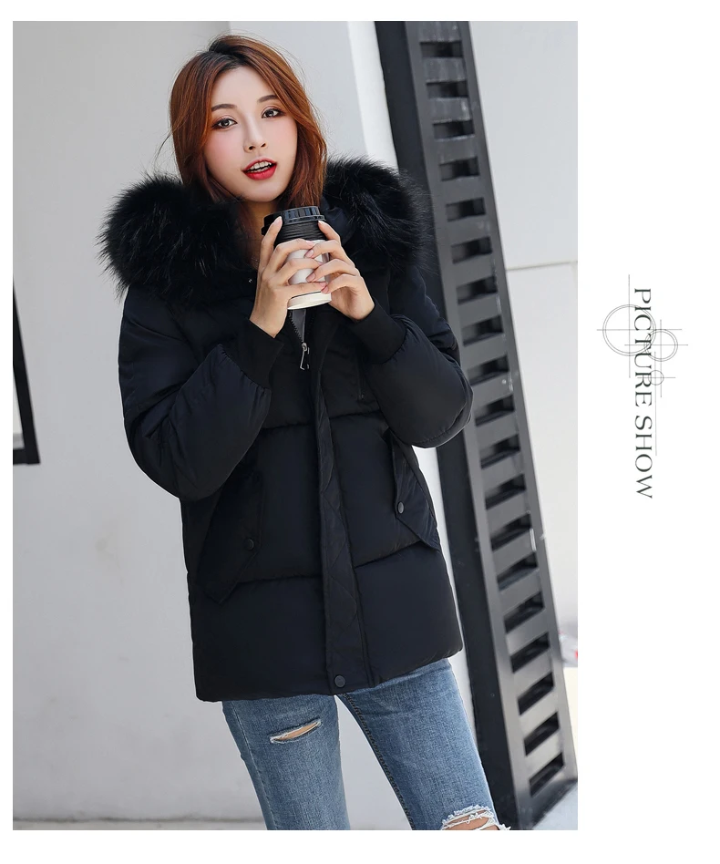 Fake raccoon fur collar parka down cotton jacket Winter Jacket Women thick Snow Wear Coat Lady Clothing Female Jackets Parkas