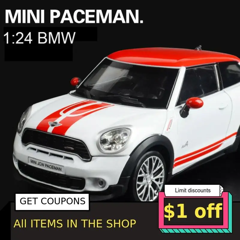 

1/24 BMW Mini Limited Edition SUV Metal Car Model Hot Steering Wheels And Wheels Linkage Model Room Decoration Children Toys